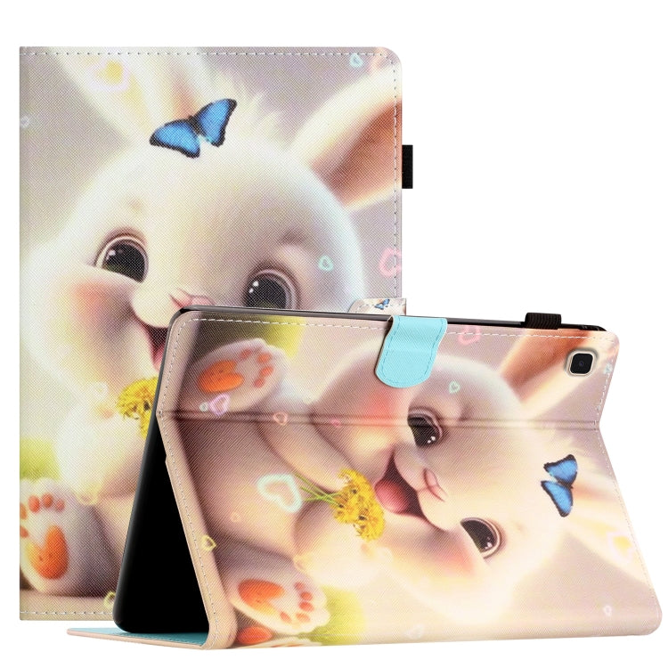 For Samsung Galaxy Tab S6 Lite P610/615 Coloured Drawing Stitching Smart Leather Tablet Case(Rabbit) by bashfashion