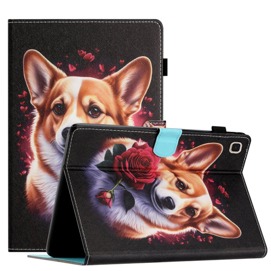 For Samsung Galaxy Tab A7 Lite T220/T225 Coloured Drawing Stitching Leather Tablet Case(Corgi) by bashfashion