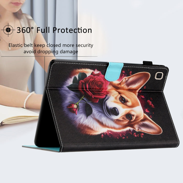 For Samsung Galaxy Tab A7 Lite T220/T225 Coloured Drawing Stitching Leather Tablet Case(Corgi) by bashfashion