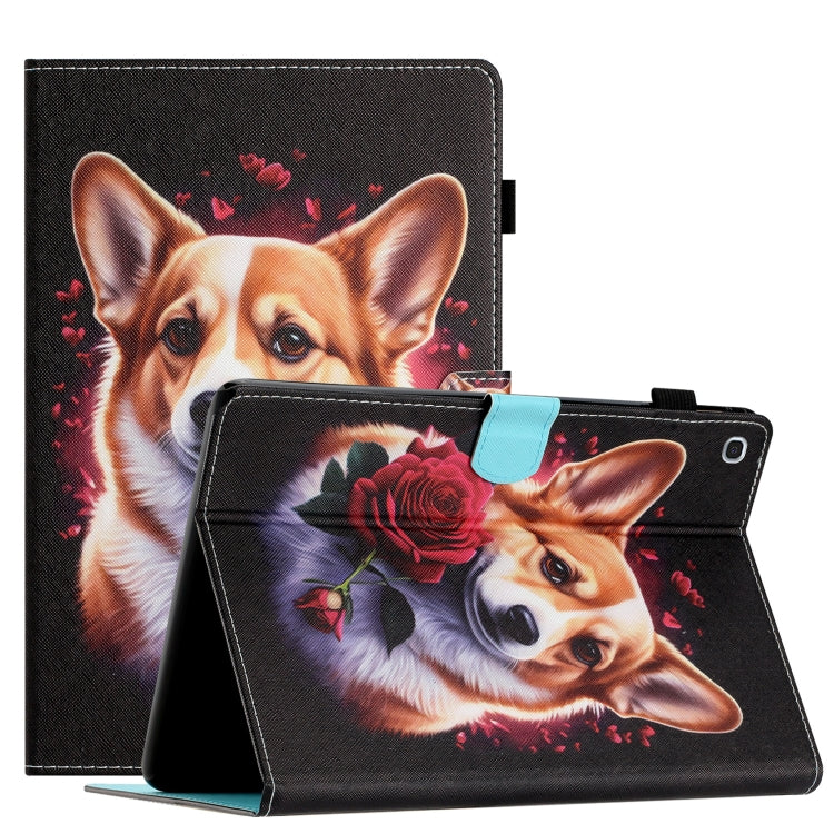 For Samsung Galaxy Tab A 10.1 2019 T510/T515 Coloured Drawing Stitching Leather Tablet Case(Corgi) by bashfashion