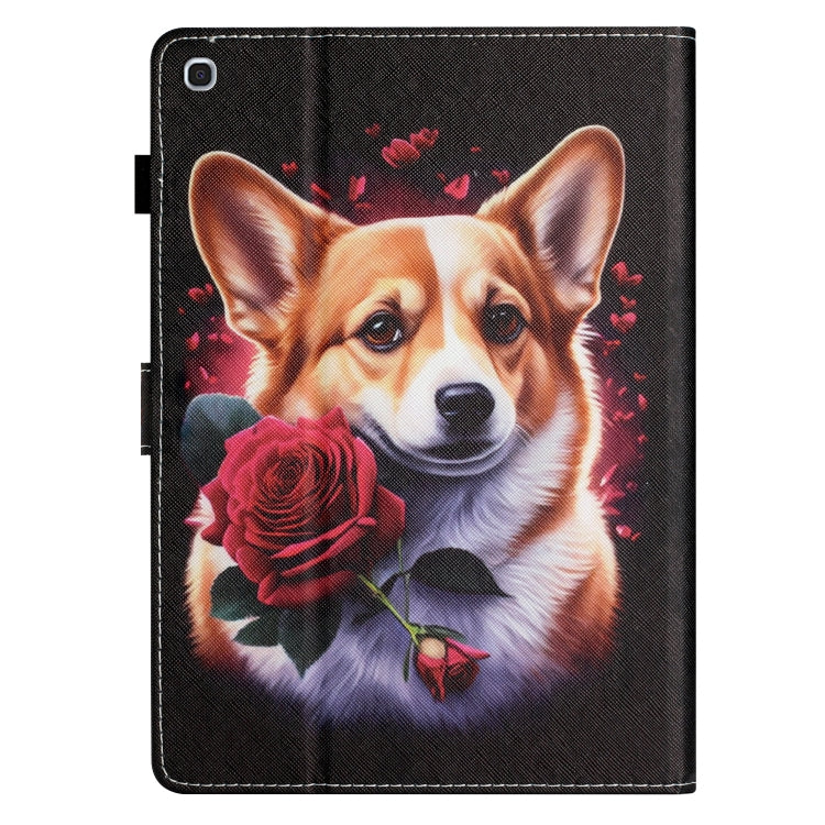 For Samsung Galaxy Tab A 10.1 2019 T510/T515 Coloured Drawing Stitching Leather Tablet Case(Corgi) by bashfashion