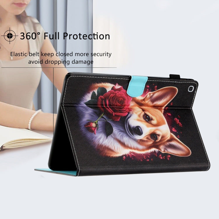 For Samsung Galaxy Tab A 10.1 2019 T510/T515 Coloured Drawing Stitching Leather Tablet Case(Corgi) by bashfashion