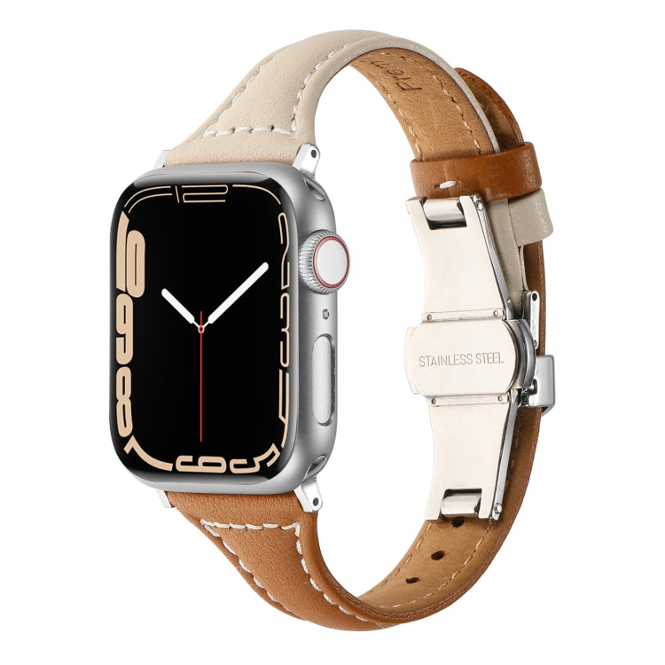 Small Waist Butterfly Buckle Watch Band For Apple Watch Ultra 49mm / Series 8&7 45mm / SE 2&6&SE&5&4 44mm / 3&2&1 42mm(Color Matching) by bashfashion