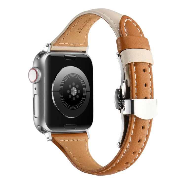 Small Waist Butterfly Buckle Watch Band For Apple Watch Ultra 49mm / Series 8&7 45mm / SE 2&6&SE&5&4 44mm / 3&2&1 42mm(Color Matching) by bashfashion