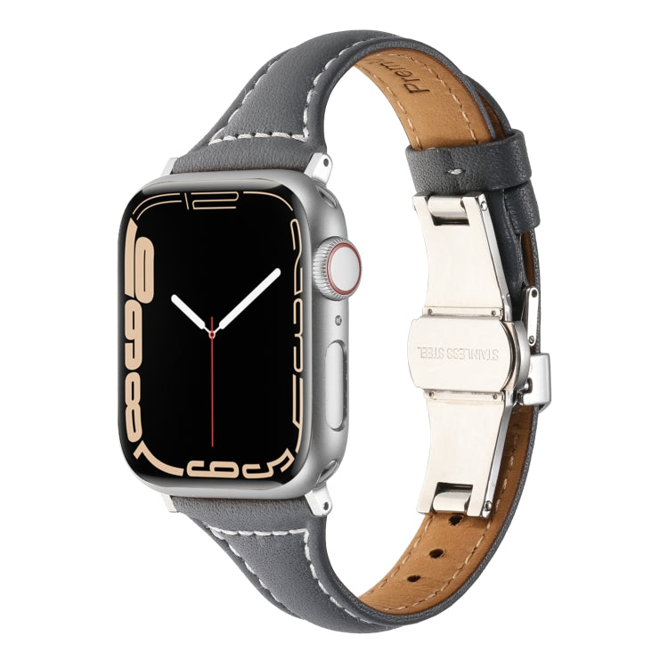 Small Waist Butterfly Buckle Watch Band For Apple Watch Ultra 49mm / Series 8&7 45mm / SE 2&6&SE&5&4 44mm / 3&2&1 42mm(Grey) by bashfashion