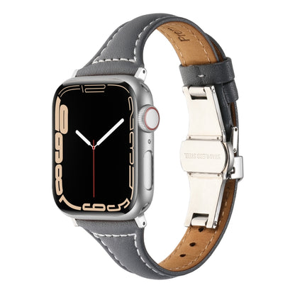 Small Waist Butterfly Buckle Watch Band For Apple Watch Ultra 49mm / Series 8&7 45mm / SE 2&6&SE&5&4 44mm / 3&2&1 42mm(Grey) by bashfashion