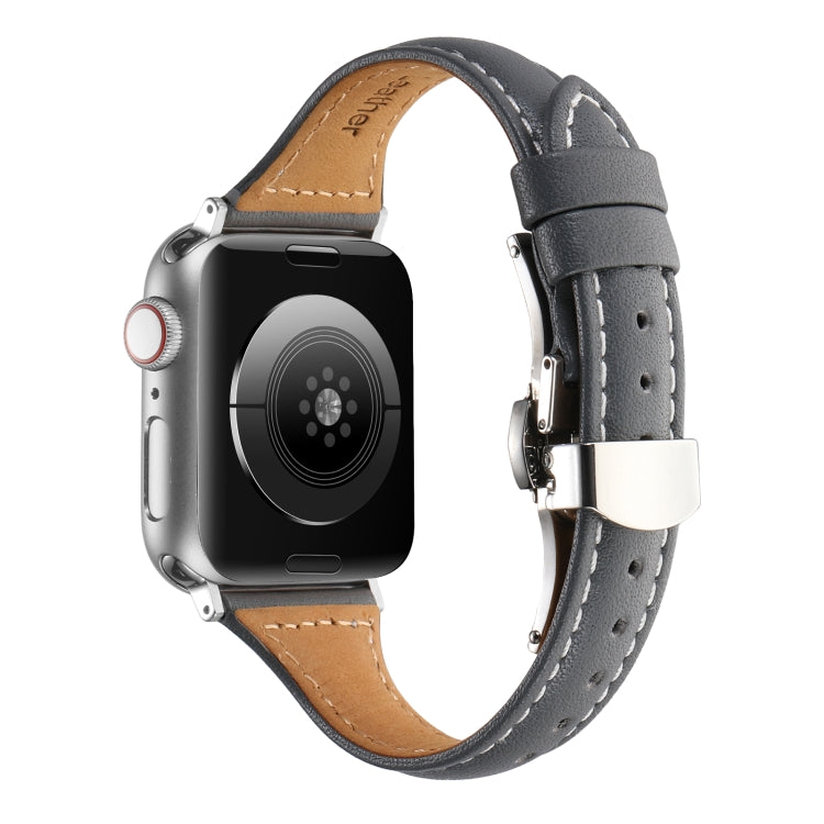 Small Waist Butterfly Buckle Watch Band For Apple Watch Ultra 49mm / Series 8&7 45mm / SE 2&6&SE&5&4 44mm / 3&2&1 42mm(Grey) by bashfashion