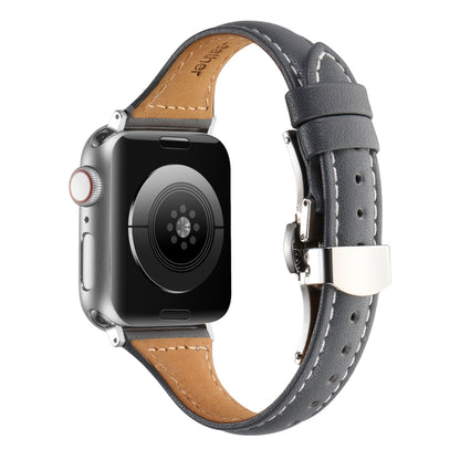 Small Waist Butterfly Buckle Watch Band For Apple Watch Ultra 49mm / Series 8&7 45mm / SE 2&6&SE&5&4 44mm / 3&2&1 42mm(Grey) by bashfashion