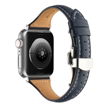 Small Waist Butterfly Buckle Watch Band For Apple Watch Ultra 49mm / Series 8&7 45mm / SE 2&6&SE&5&4 44mm / 3&2&1 42mm(Midnight Blue) by bashfashion