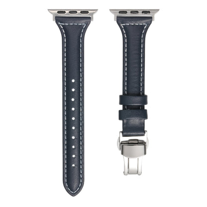 Small Waist Butterfly Buckle Watch Band For Apple Watch Ultra 49mm / Series 8&7 45mm / SE 2&6&SE&5&4 44mm / 3&2&1 42mm(Midnight Blue) by bashfashion