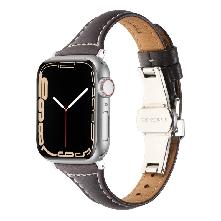 Small Waist Butterfly Buckle Watch Band For Apple Watch Ultra 49mm / Series 8&7 45mm / SE 2&6&SE&5&4 44mm / 3&2&1 42mm(Coffee) by bashfashion