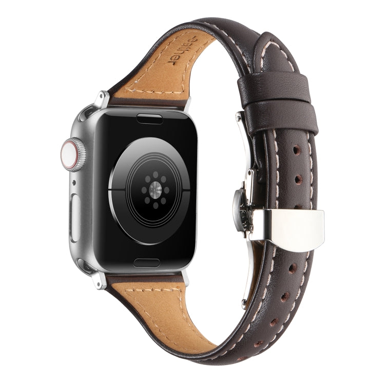 Small Waist Butterfly Buckle Watch Band For Apple Watch Ultra 49mm / Series 8&7 45mm / SE 2&6&SE&5&4 44mm / 3&2&1 42mm(Coffee) by bashfashion
