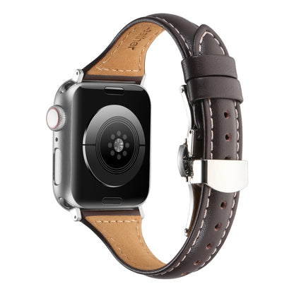 Small Waist Butterfly Buckle Watch Band For Apple Watch Ultra 49mm / Series 8&7 45mm / SE 2&6&SE&5&4 44mm / 3&2&1 42mm(Coffee) by bashfashion