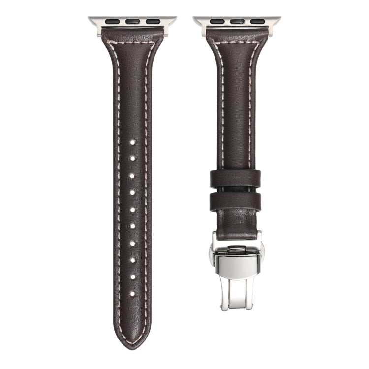 Small Waist Butterfly Buckle Watch Band For Apple Watch Ultra 49mm / Series 8&7 45mm / SE 2&6&SE&5&4 44mm / 3&2&1 42mm(Coffee) by bashfashion