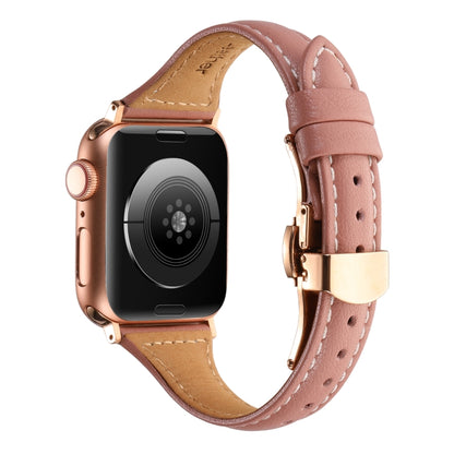 Small Waist Butterfly Buckle Watch Band For Apple Watch Ultra 49mm / Series 8&7 45mm / SE 2&6&SE&5&4 44mm / 3&2&1 42mm(Pink) by bashfashion