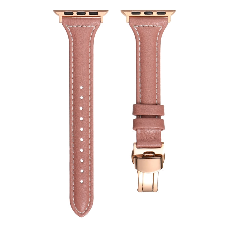 Small Waist Butterfly Buckle Watch Band For Apple Watch Ultra 49mm / Series 8&7 45mm / SE 2&6&SE&5&4 44mm / 3&2&1 42mm(Pink) by bashfashion