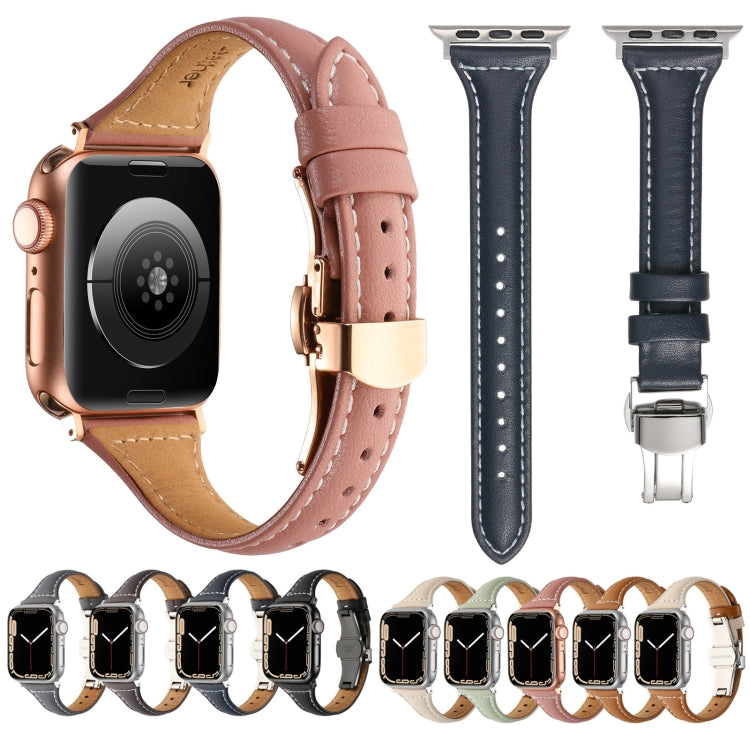 Small Waist Butterfly Buckle Watch Band For Apple Watch Ultra 49mm / Series 8&7 45mm / SE 2&6&SE&5&4 44mm / 3&2&1 42mm(Pink) by bashfashion