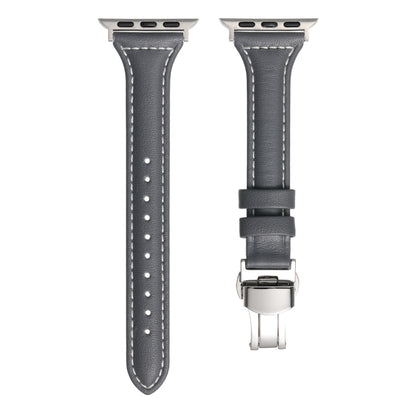 Small Waist Butterfly Buckle Watch Band For Apple Watch Series 8&7 41mm / SE 2&6&SE&5&4 40mm / 3&2&1 38mm(Grey) by bashfashion