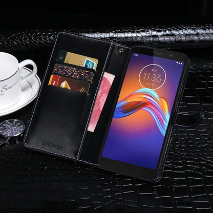 For Motorola Moto E6 Play idewei Crocodile Texture Horizontal Flip Leather Case with Holder & Card Slots & Wallet(Black) by idewei