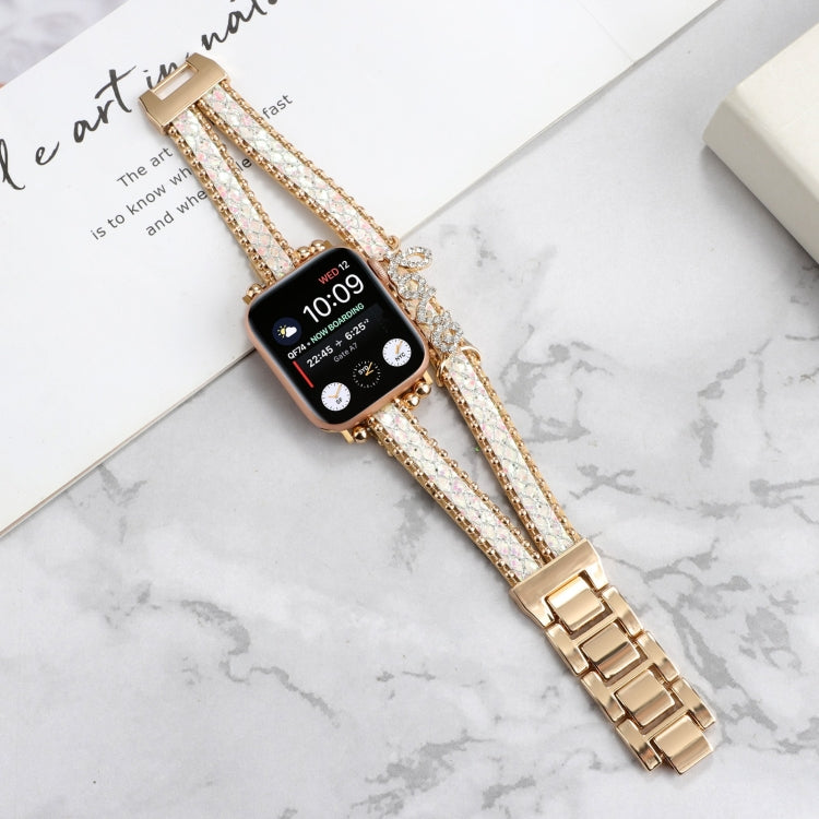 LOVE Leather Chain Watch Band For Apple Watch Ultra 49mm&Watch Ultra 2 49mm / Series 9&8&7 45mm / SE 3&SE 2&6&SE&5&4 44mm / 3&2&1 42mm(White) by bashfashion