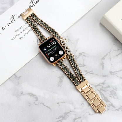 LOVE Leather Chain Watch Band For Apple Watch Series 9&8&7 41mm / SE 3&SE 2&6&SE&5&4 40mm / 3&2&1 38mm(Black) by bashfashion