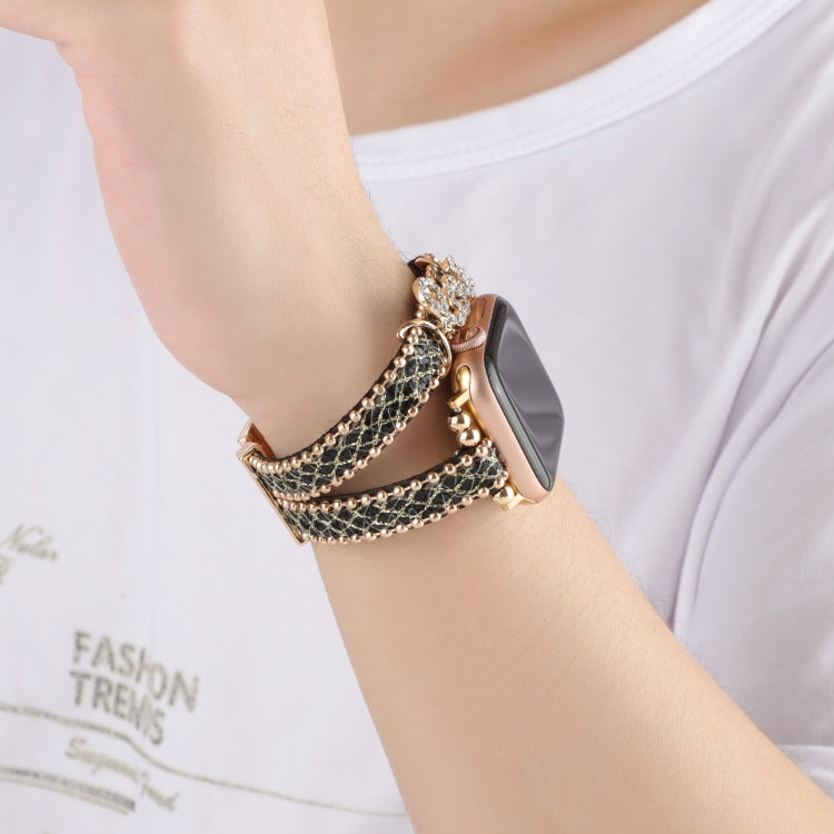 LOVE Leather Chain Watch Band For Apple Watch Series 9&8&7 41mm / SE 3&SE 2&6&SE&5&4 40mm / 3&2&1 38mm(Black) by bashfashion