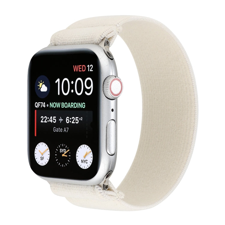 Elastic Nylon Braid Watch Band For Apple Watch Ultra 49mm&Watch Ultra 2 49mm / Series 9&8&7 45mm / SE 3&SE 2&6&SE&5&4 44mm / 3&2&1 42mm(White) by bashfashion