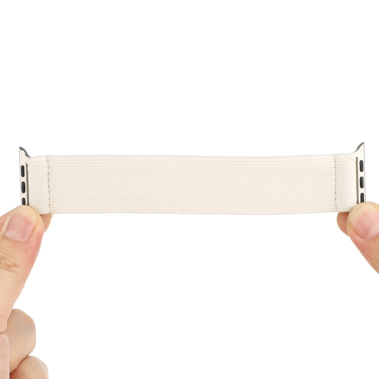 Elastic Nylon Braid Watch Band For Apple Watch Series 9&8&7 41mm / SE 3&SE 2&6&SE&5&4 40mm / 3&2&1 38mm(White) by bashfashion