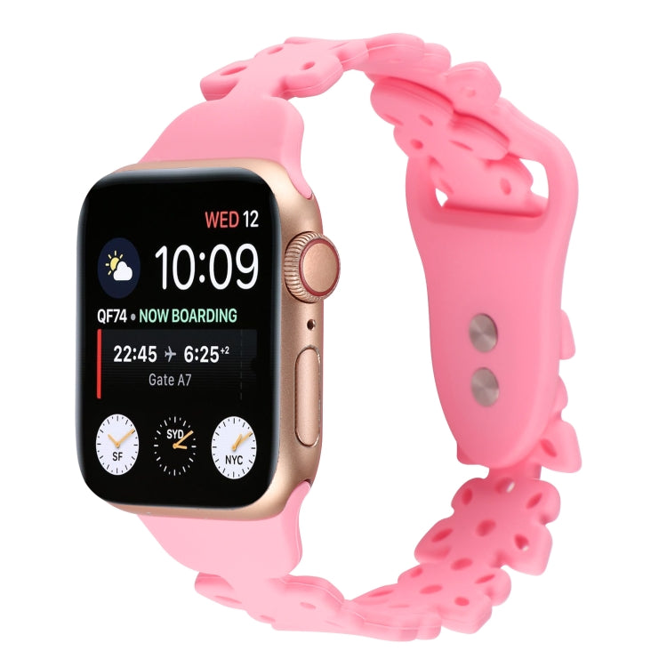 Butterfly Hollow Silicone Watch Band For Apple Watch Series 9&8&7 41mm / SE 3&SE 2&6&SE&5&4 40mm / 3&2&1 38mm(Rose Pink) by bashfashion