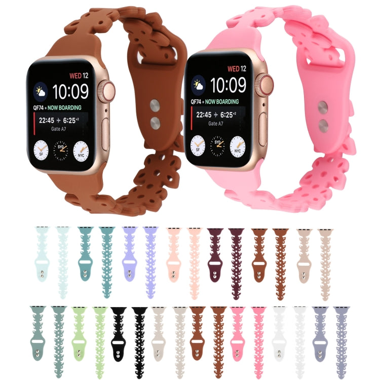 Butterfly Hollow Silicone Watch Band For Apple Watch Series 9&8&7 41mm / SE 3&SE 2&6&SE&5&4 40mm / 3&2&1 38mm(Rose Pink) by bashfashion