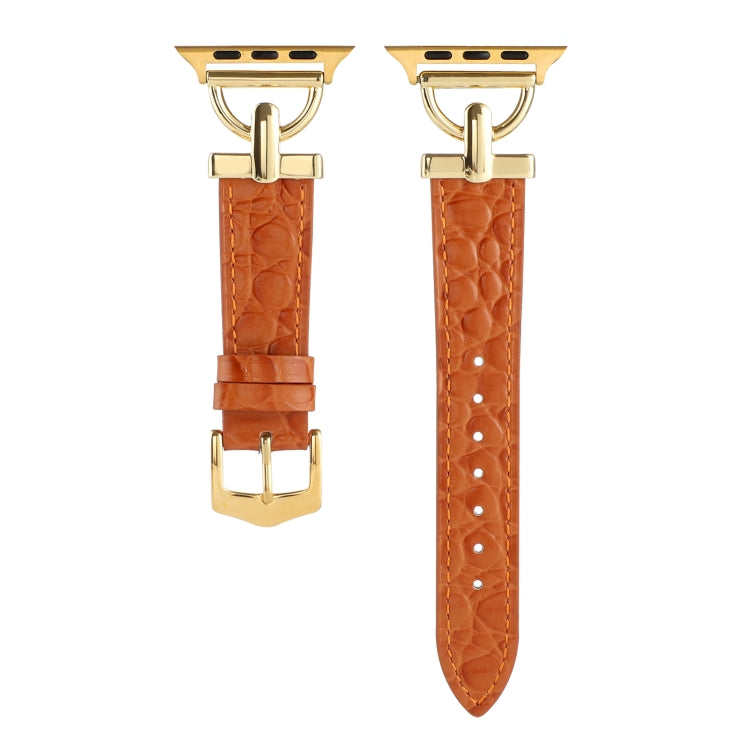 D-Buckle Cocodile Genuine Leather Watch Band For Apple Watch Ultra 49mm&Watch Ultra 2 49mm / Series 9&8&7 45mm / SE 3&SE 2&6&SE&5&4 44mm / 3&2&1 42mm(Brown) by bashfashion