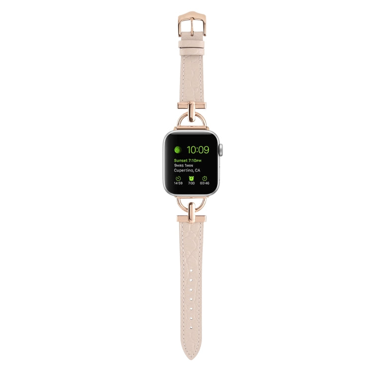D-Buckle Cocodile Genuine Leather Watch Band For Apple Watch Ultra 49mm&Watch Ultra 2 49mm / Series 9&8&7 45mm / SE 3&SE 2&6&SE&5&4 44mm / 3&2&1 42mm(Pink) by bashfashion