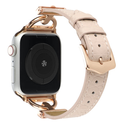 D-Buckle Cocodile Genuine Leather Watch Band For Apple Watch Ultra 49mm&Watch Ultra 2 49mm / Series 9&8&7 45mm / SE 3&SE 2&6&SE&5&4 44mm / 3&2&1 42mm(Pink) by bashfashion