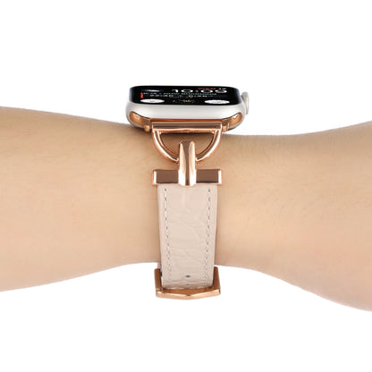D-Buckle Cocodile Genuine Leather Watch Band For Apple Watch Ultra 49mm&Watch Ultra 2 49mm / Series 9&8&7 45mm / SE 3&SE 2&6&SE&5&4 44mm / 3&2&1 42mm(Pink) by bashfashion