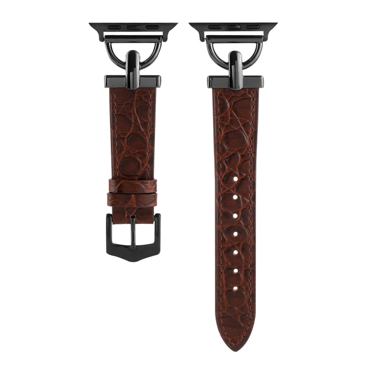 D-Buckle Cocodile Genuine Leather Watch Band For Apple Watch Ultra 49mm&Watch Ultra 2 49mm / Series 9&8&7 45mm / SE 3&SE 2&6&SE&5&4 44mm / 3&2&1 42mm(Coffee) by bashfashion