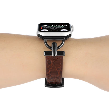 D-Buckle Cocodile Genuine Leather Watch Band For Apple Watch Ultra 49mm&Watch Ultra 2 49mm / Series 9&8&7 45mm / SE 3&SE 2&6&SE&5&4 44mm / 3&2&1 42mm(Coffee) by bashfashion