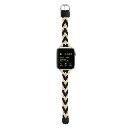 Single Elastic Nylon Braid Watch Band For Apple Watch Ultra 49mm&Watch Ultra 2 49mm / Series 9&8&7 45mm / SE 3&SE 2&6&SE&5&4 44mm / 3&2&1 42mm(Black Apricot) by bashfashion