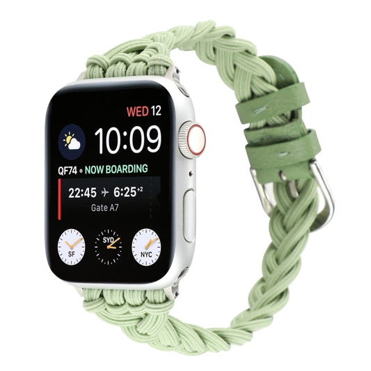Single Elastic Nylon Braid Watch Band For Apple Watch Ultra 49mm&Watch Ultra 2 49mm / Series 9&8&7 45mm / SE 3&SE 2&6&SE&5&4 44mm / 3&2&1 42mm(Green) by bashfashion