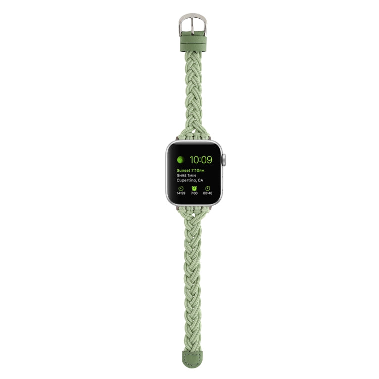 Single Elastic Nylon Braid Watch Band For Apple Watch Ultra 49mm&Watch Ultra 2 49mm / Series 9&8&7 45mm / SE 3&SE 2&6&SE&5&4 44mm / 3&2&1 42mm(Green) by bashfashion