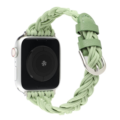 Single Elastic Nylon Braid Watch Band For Apple Watch Ultra 49mm&Watch Ultra 2 49mm / Series 9&8&7 45mm / SE 3&SE 2&6&SE&5&4 44mm / 3&2&1 42mm(Green) by bashfashion