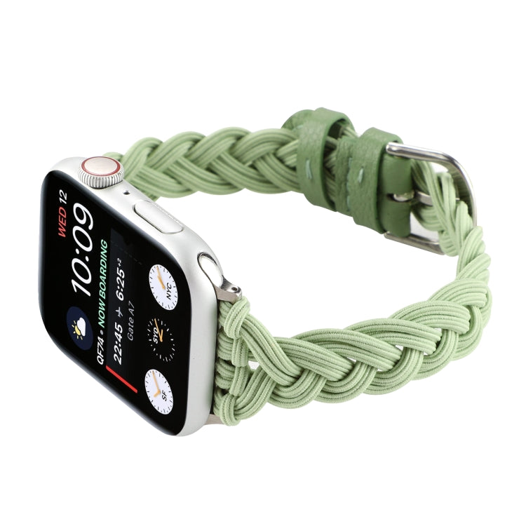 Single Elastic Nylon Braid Watch Band For Apple Watch Ultra 49mm&Watch Ultra 2 49mm / Series 9&8&7 45mm / SE 3&SE 2&6&SE&5&4 44mm / 3&2&1 42mm(Green) by bashfashion