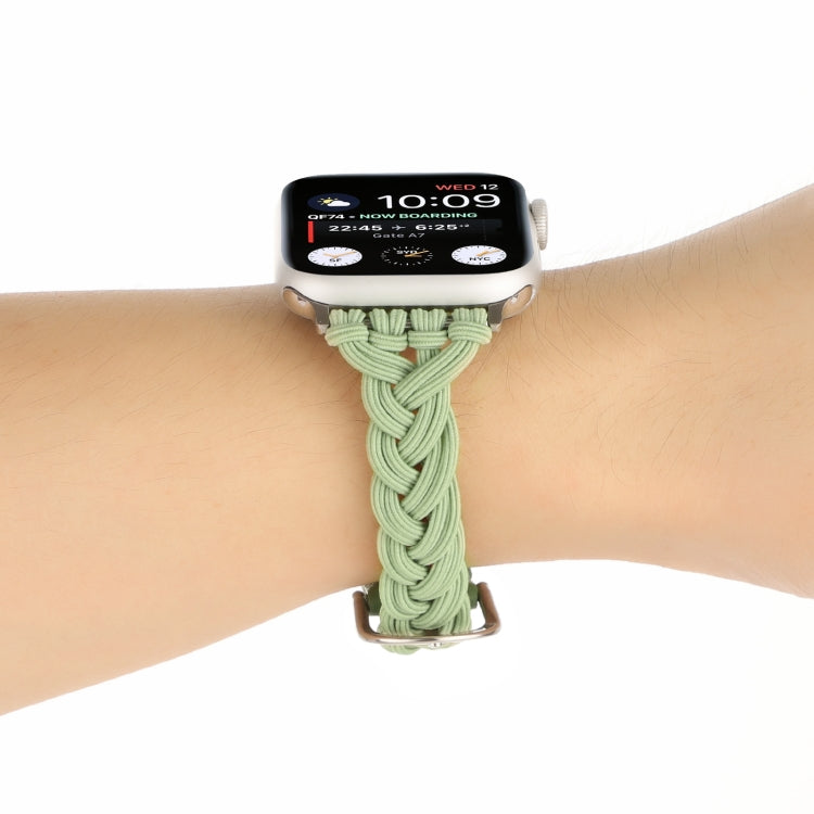 Single Elastic Nylon Braid Watch Band For Apple Watch Ultra 49mm&Watch Ultra 2 49mm / Series 9&8&7 45mm / SE 3&SE 2&6&SE&5&4 44mm / 3&2&1 42mm(Green) by bashfashion