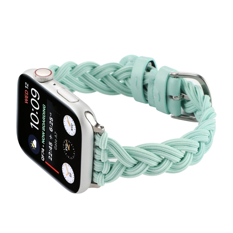 Single Elastic Nylon Braid Watch Band For Apple Watch Ultra 49mm&Watch Ultra 2 49mm / Series 9&8&7 45mm / SE 3&SE 2&6&SE&5&4 44mm / 3&2&1 42mm(Teal Green) by bashfashion