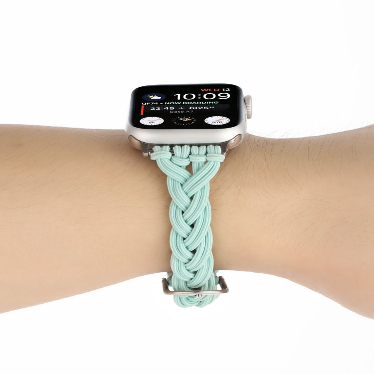 Single Elastic Nylon Braid Watch Band For Apple Watch Ultra 49mm&Watch Ultra 2 49mm / Series 9&8&7 45mm / SE 3&SE 2&6&SE&5&4 44mm / 3&2&1 42mm(Teal Green) by bashfashion