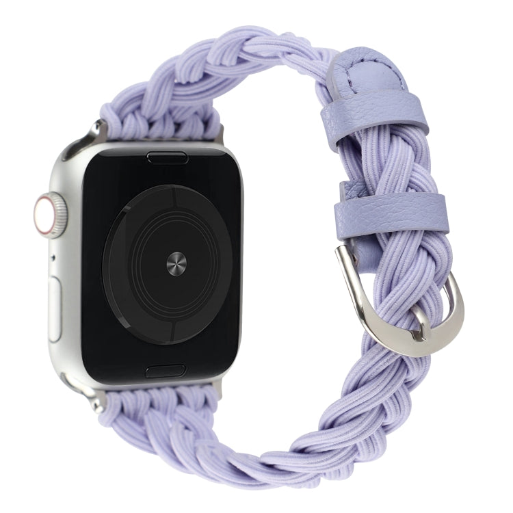 Single Elastic Nylon Braid Watch Band For Apple Watch Ultra 49mm&Watch Ultra 2 49mm / Series 9&8&7 45mm / SE 3&SE 2&6&SE&5&4 44mm / 3&2&1 42mm(Purple) by bashfashion