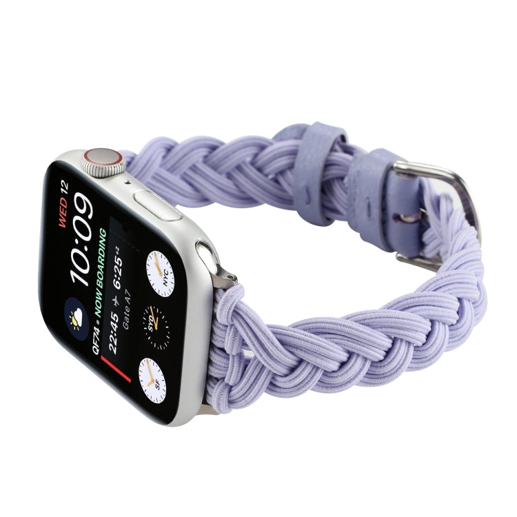 Single Elastic Nylon Braid Watch Band For Apple Watch Ultra 49mm&Watch Ultra 2 49mm / Series 9&8&7 45mm / SE 3&SE 2&6&SE&5&4 44mm / 3&2&1 42mm(Purple) by bashfashion