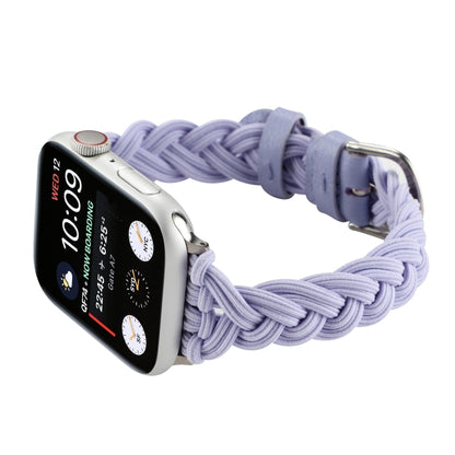 Single Elastic Nylon Braid Watch Band For Apple Watch Ultra 49mm&Watch Ultra 2 49mm / Series 9&8&7 45mm / SE 3&SE 2&6&SE&5&4 44mm / 3&2&1 42mm(Purple) by bashfashion