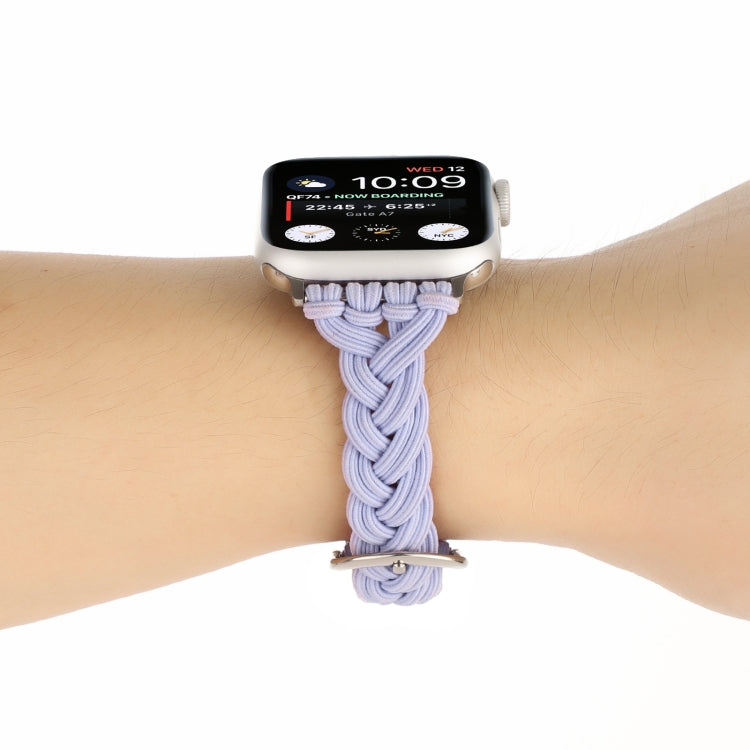 Single Elastic Nylon Braid Watch Band For Apple Watch Ultra 49mm&Watch Ultra 2 49mm / Series 9&8&7 45mm / SE 3&SE 2&6&SE&5&4 44mm / 3&2&1 42mm(Purple) by bashfashion