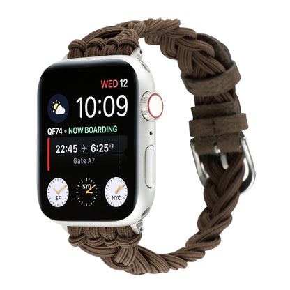 Single Elastic Nylon Braid Watch Band For Apple Watch Ultra 49mm&Watch Ultra 2 49mm / Series 9&8&7 45mm / SE 3&SE 2&6&SE&5&4 44mm / 3&2&1 42mm(Brown) by bashfashion