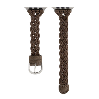 Single Elastic Nylon Braid Watch Band For Apple Watch Ultra 49mm&Watch Ultra 2 49mm / Series 9&8&7 45mm / SE 3&SE 2&6&SE&5&4 44mm / 3&2&1 42mm(Brown) by bashfashion